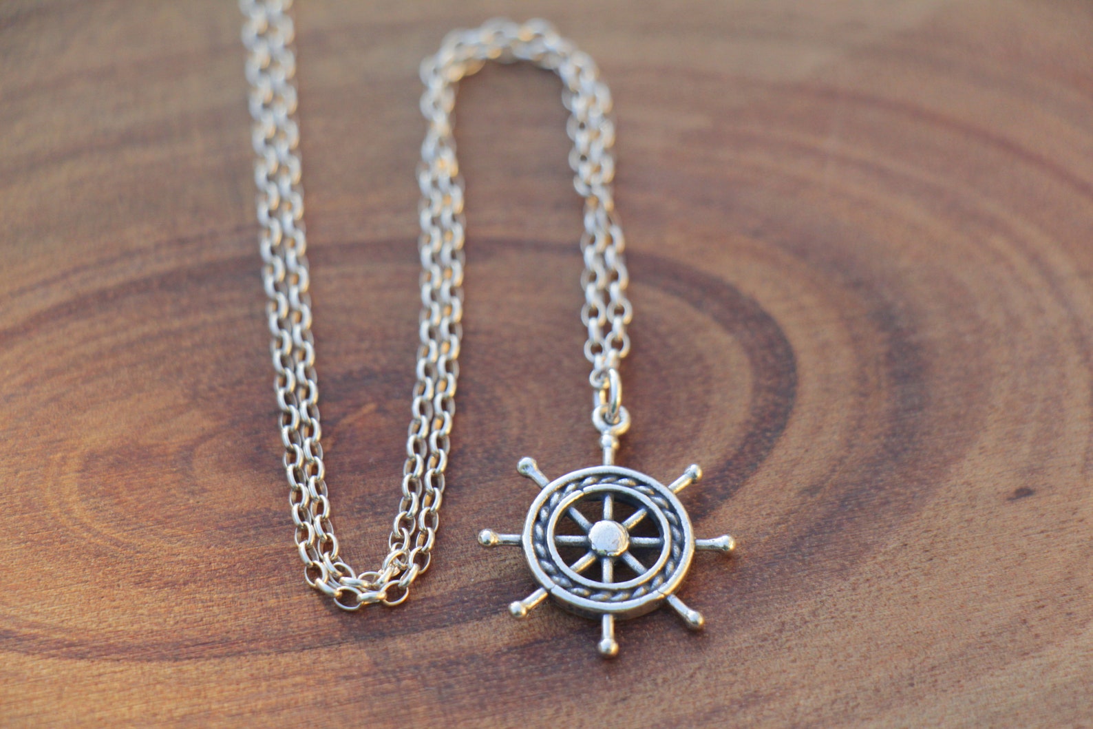 Boat Steering Wheel Necklace Classic Ship Wheel Pendant Etsy