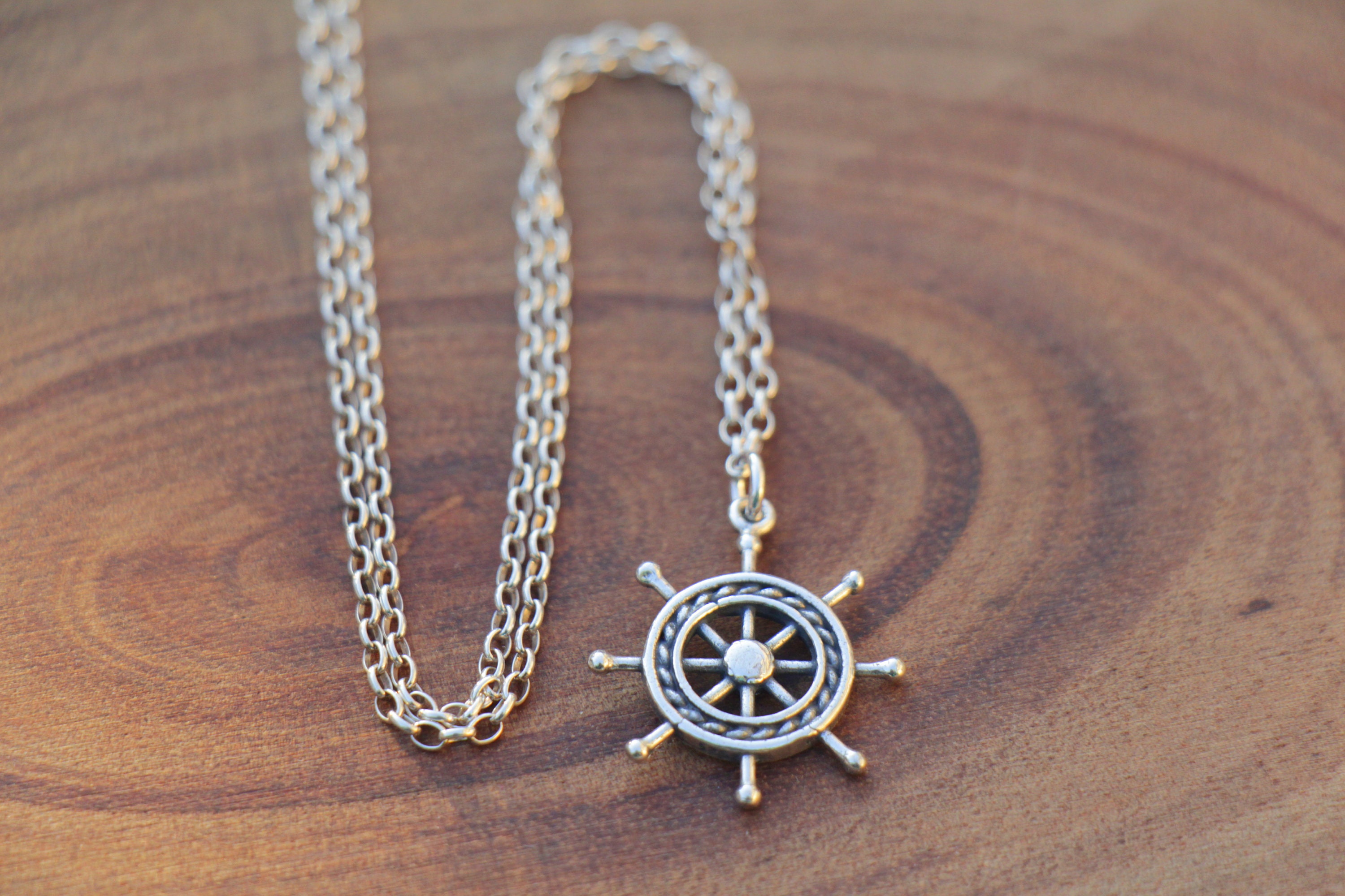 Boat Steering Wheel Necklace Classic Ship Wheel Pendant Etsy
