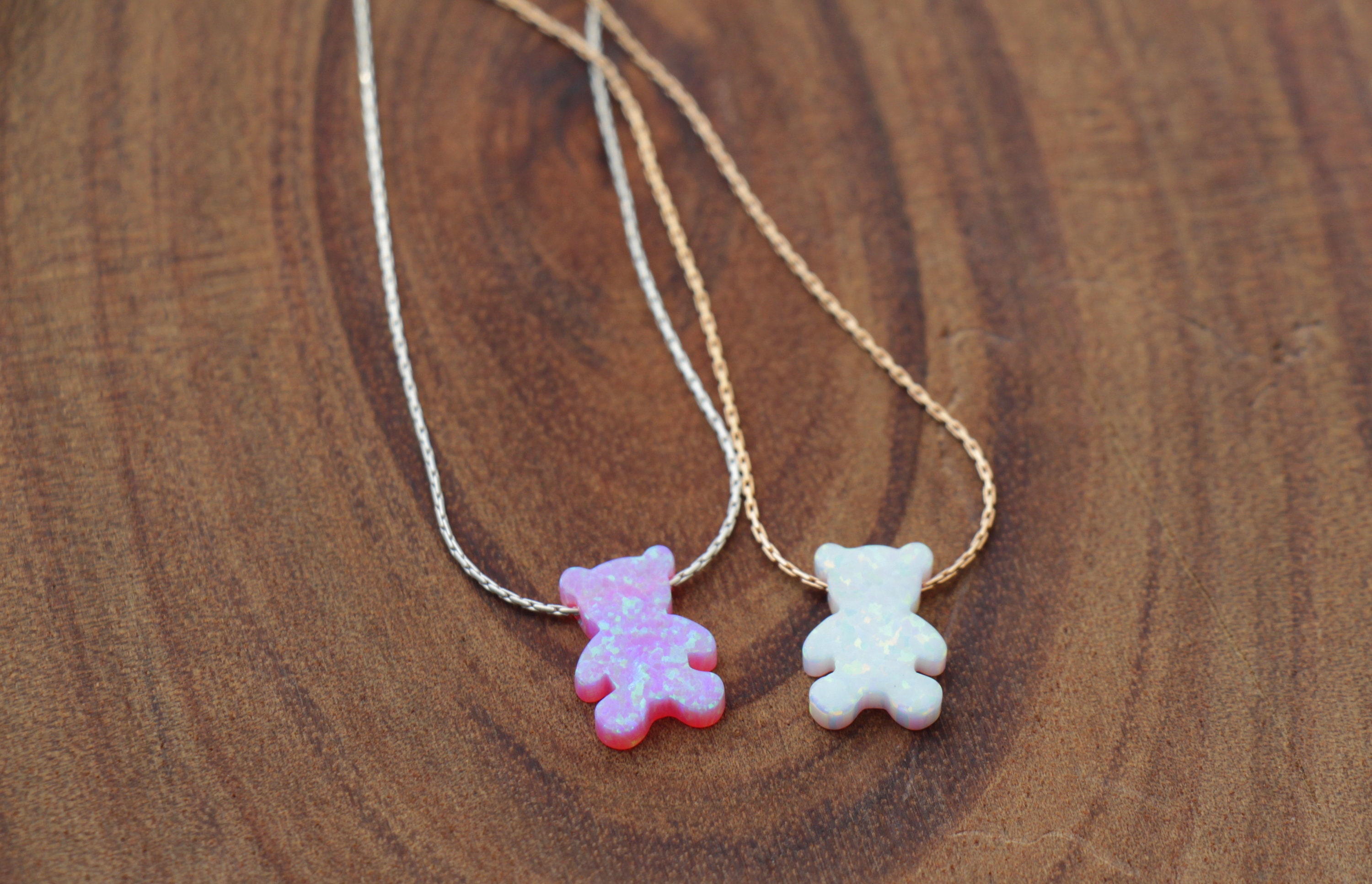 Pink teddy store bear necklace