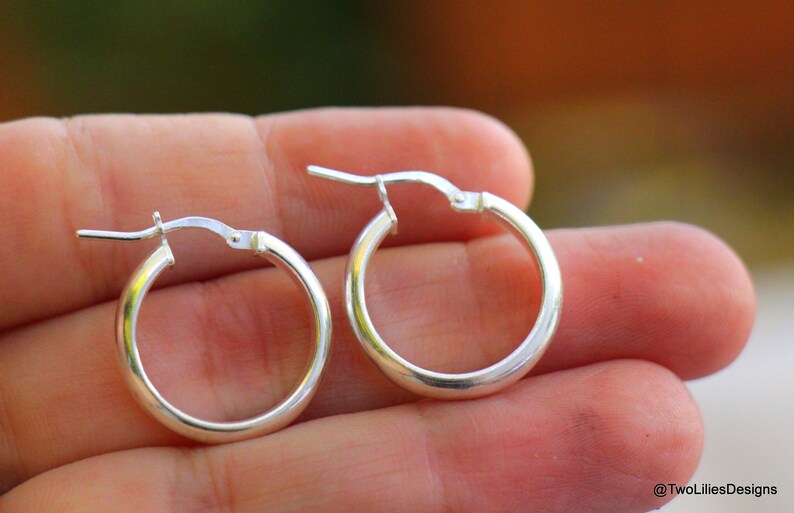 Silver Hoop Earrings Sterling Silver Semi Round Wire Hoops Small 20mm = 0.78 Simple Minimalist Everyday Women Jewelry Circle Earrings Gift
