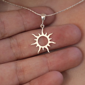 Sun Necklace, Silver Gold Sun Pendant Jewelry, Women Sunburst Pendant, Sunbeam Jewelry, Dainty Celestial Sunshine Solar Eclipse Charm image 3