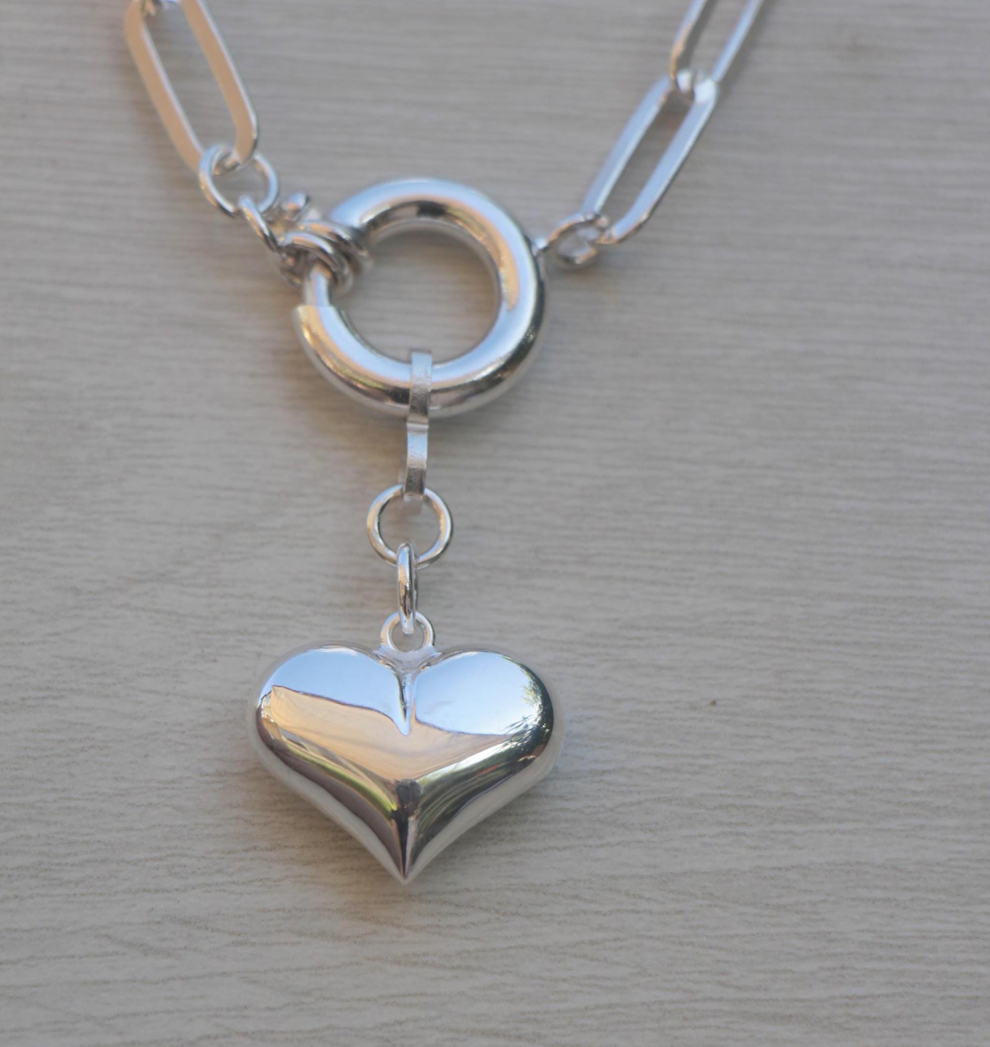 Vintage silver puffy heart - Etsy 日本