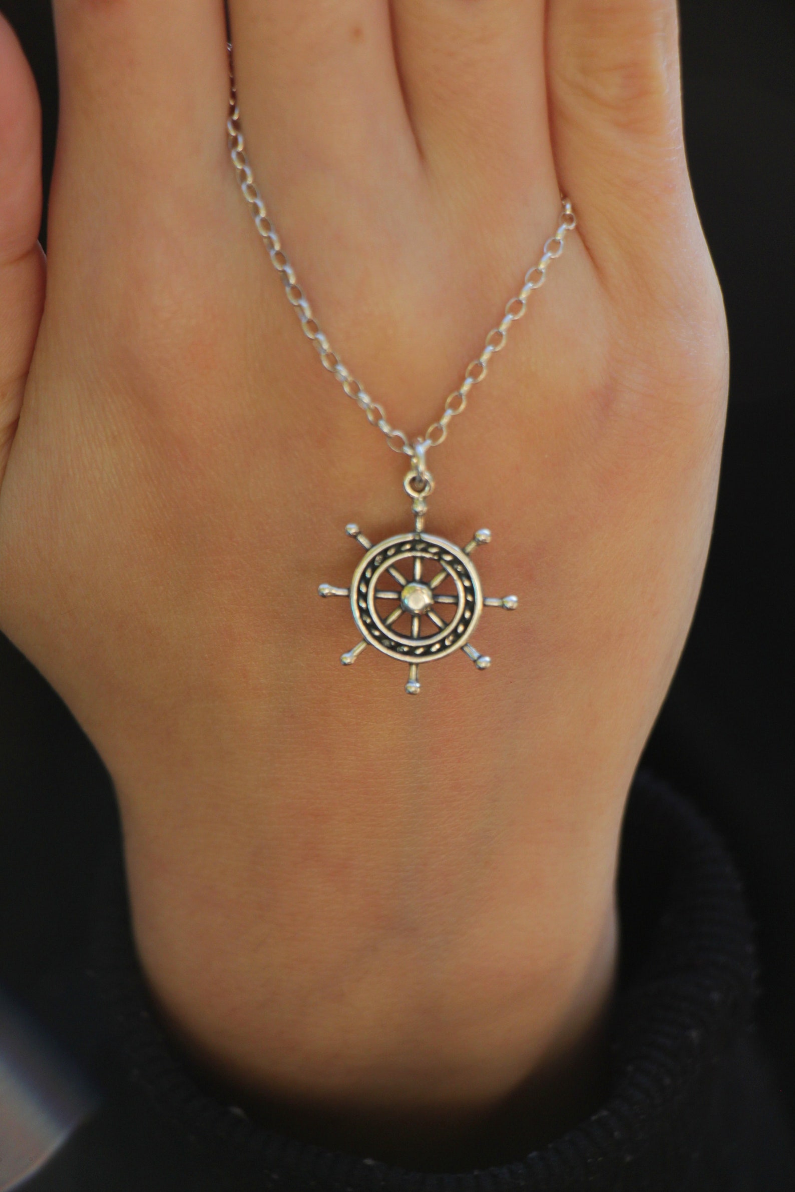 Boat Steering Wheel Necklace Classic Ship Wheel Pendant Etsy