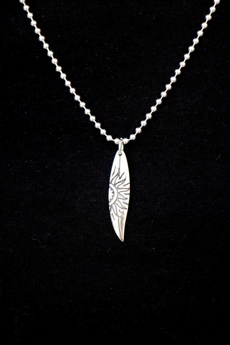 Silver Surfboard Necklace Surfer Necklace Surfboard Pendant Etsy