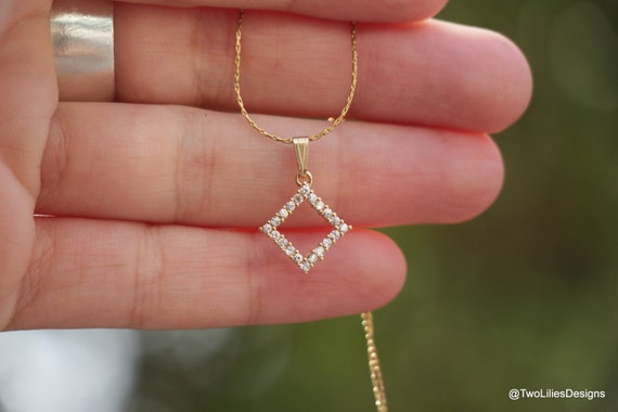 Gold Rhombus Necklace Elegant Sparkly Women Geometric - Etsy