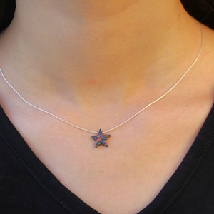 Opal Necklace, Opal Jewelry, Black Star Necklace, Black Opal Charm, Star Opal Women Necklace, Black Opal Star Choker, Opal Stone Jewelry