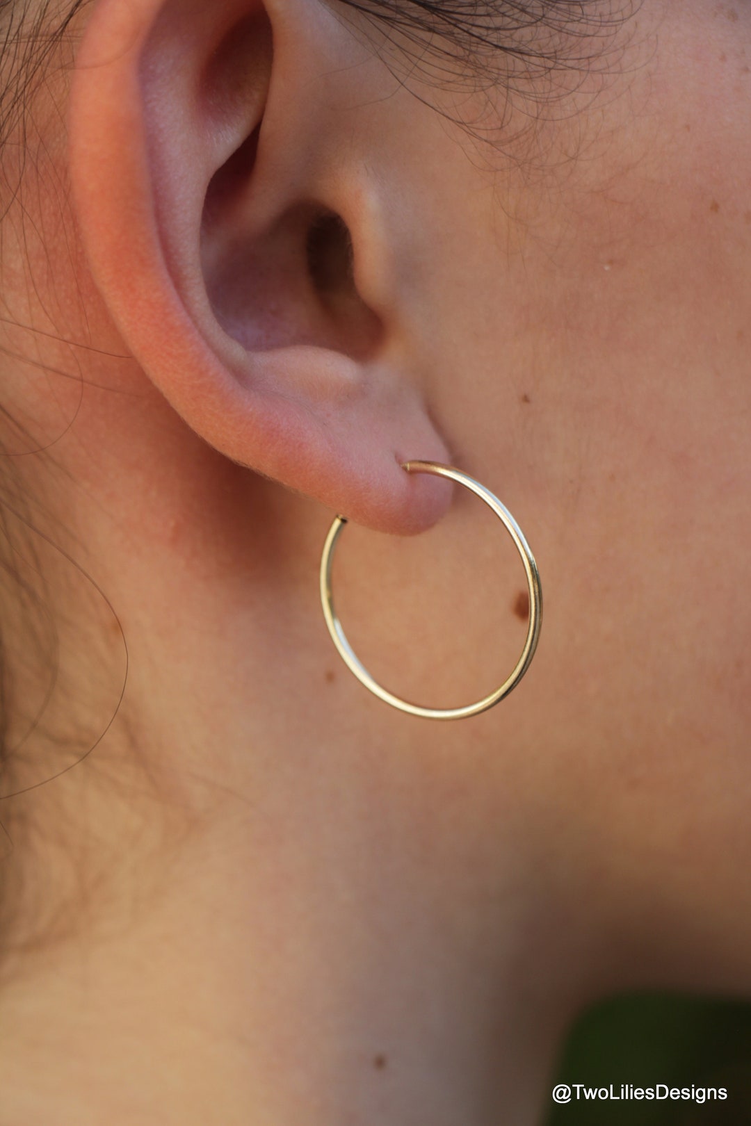 Thin Hoop Earrings with Rondelle Beads - Gold Plated main image 0