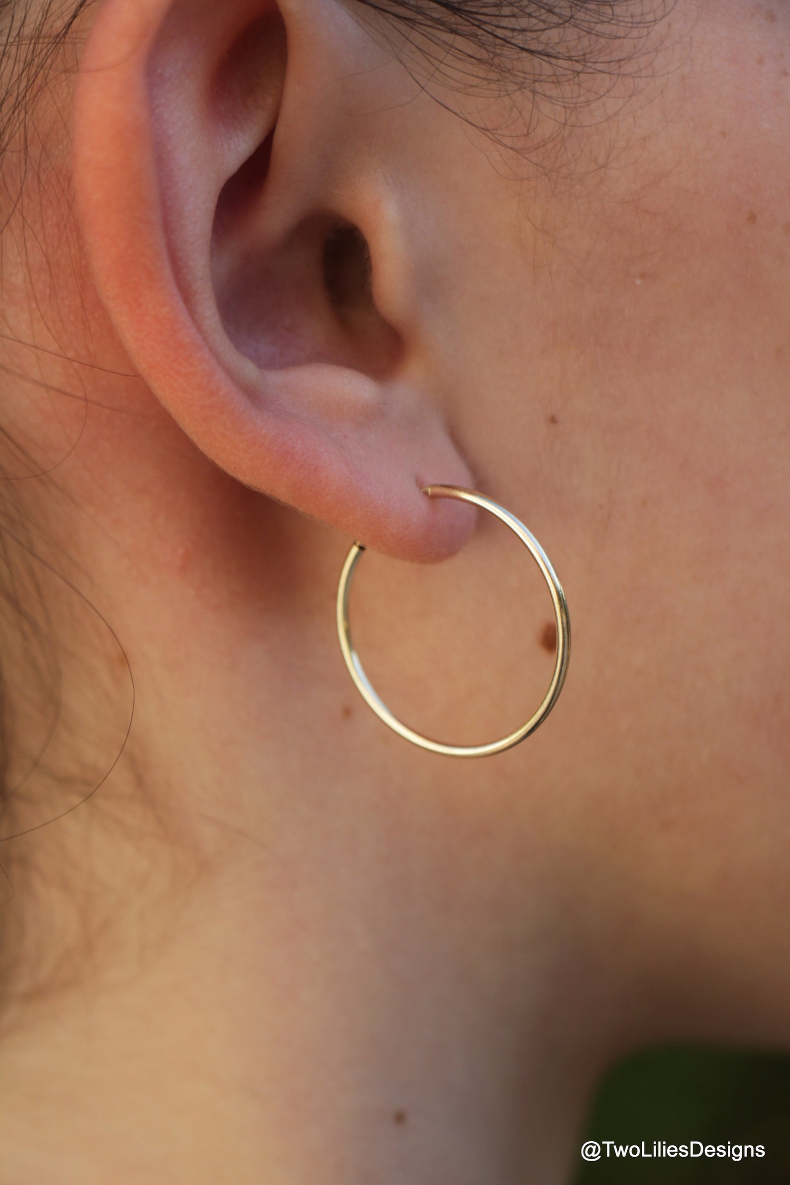Thin Gold Hoop Earrings Small 24mm Hoop 14K Gold Filled Etsy