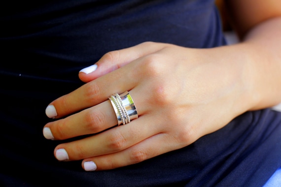 Anillo hilandero de plata anillo cinético de mujeres - Etsy España