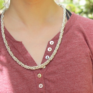 Byzantine Necklace, Chainmail Necklace, Statement Thick Heavy Silver Handmade Chain Jewelry, Handwoven Special Gift, Chain Maille Necklace