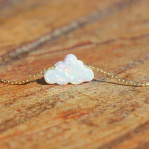 Opal Necklace, Opal Jewelry, Cloud Necklace, White Cloud Opal Necklace, Opal Charm Choker, Small Opal Cloud, Silver Gold Rose Filled Chain image 8