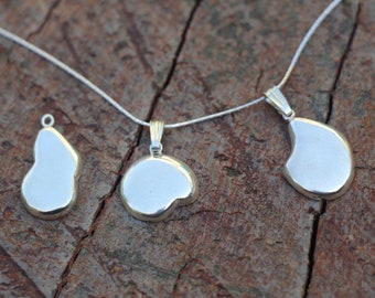 Silber Tropfen Halskette, Frauen Nugget Schmuck, Silber Amorph Choker, Geschenk für Sie Ihn, Geometrische Minimalist Einfache Abstrakte Anhänger