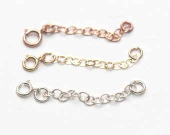 Necklace extender, Bracelet extender - 1" , 2", 3", 4", 5" - Sterling Silver, Gold filled, Rose gold filled chain extender, Fully adjustable