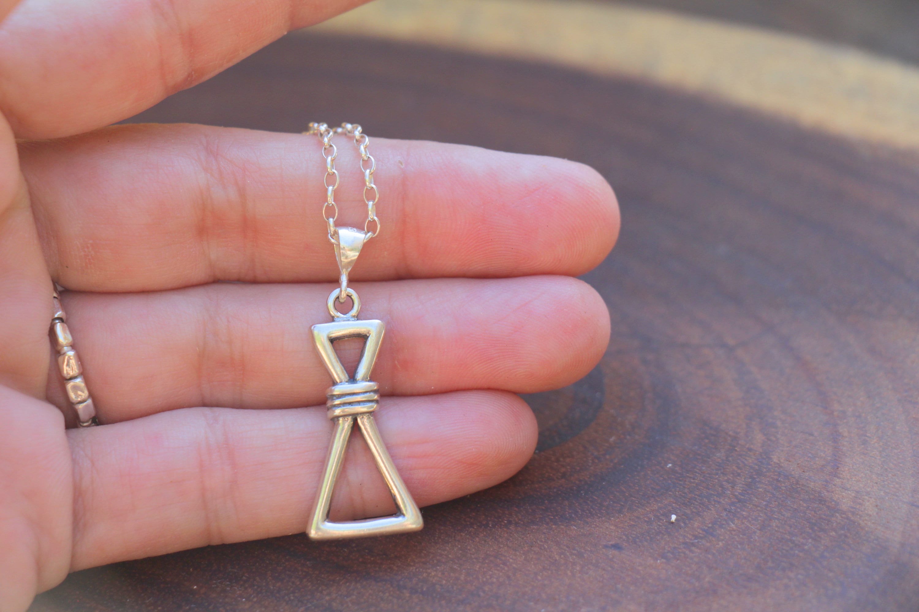 Hourglass Necklace Sterling Silver Hourglass Pendant Harry Etsy