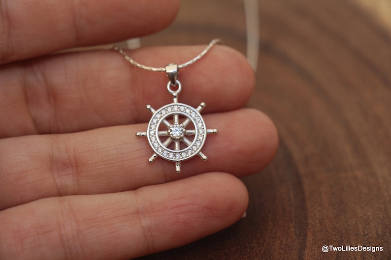 Ship Steering Wheel Necklace Elegant Classic Boat Wheel Etsy