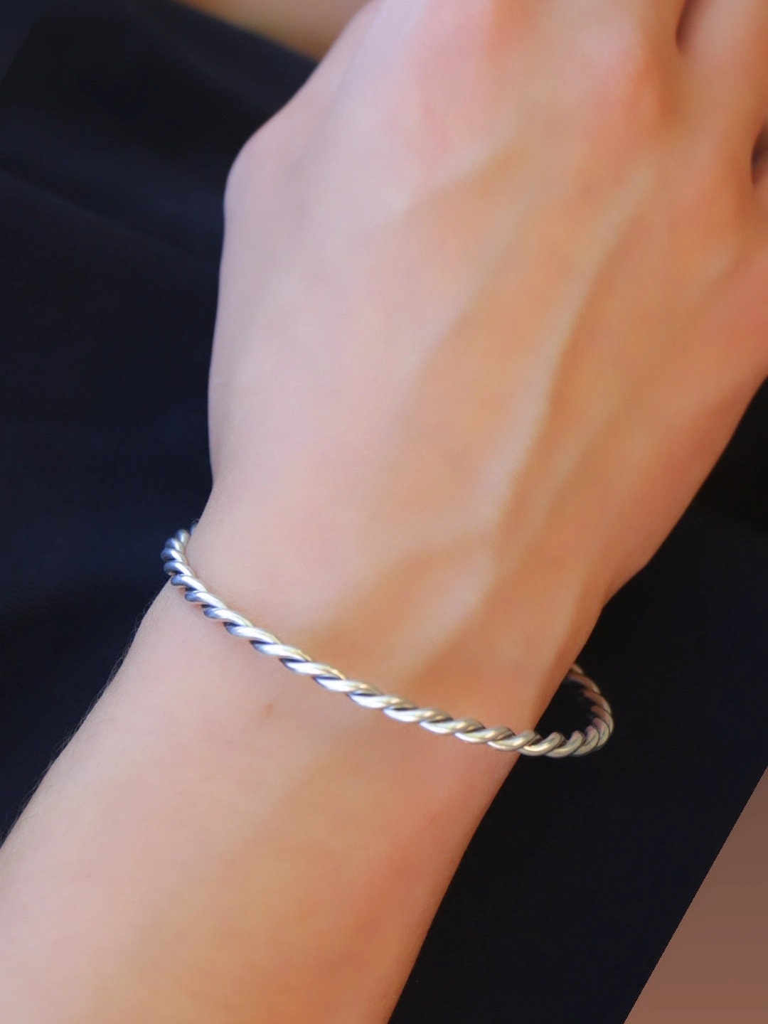 Silver Twisted Bangle Sturdy Thick Silver Bangle Bracelet - Etsy