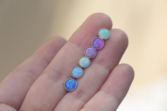 Opal Ohrringe, Opal Ohrstecker Schmuck, bunte funkelnde Frauen Ohrstecker,  Silber Gold Filled Ohrring, minimalistische jeden Tag zierliche Opal  Ohrstecker