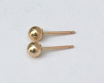 Gold Dot Earrings, 14K Gold Filled Stud Earrings, Minimalist Women Studs, Tiny Ball Studs, 3mm 3.8mm Small Ball Everyday Earrings Jewelry