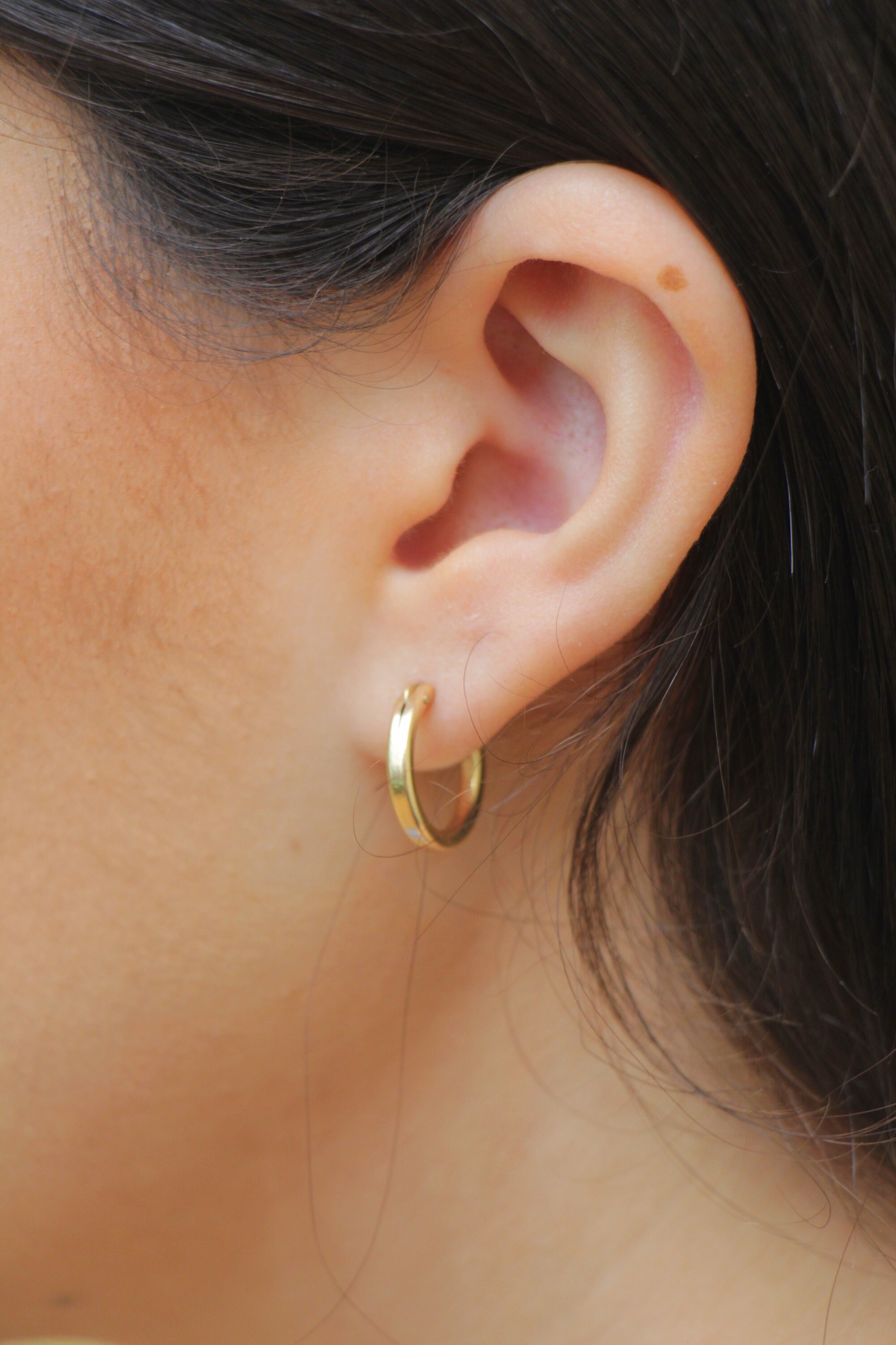 Gold Filled Round Circle Ear Posts 15mm ~ PAIR