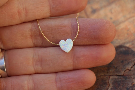 White opal cheap heart necklace