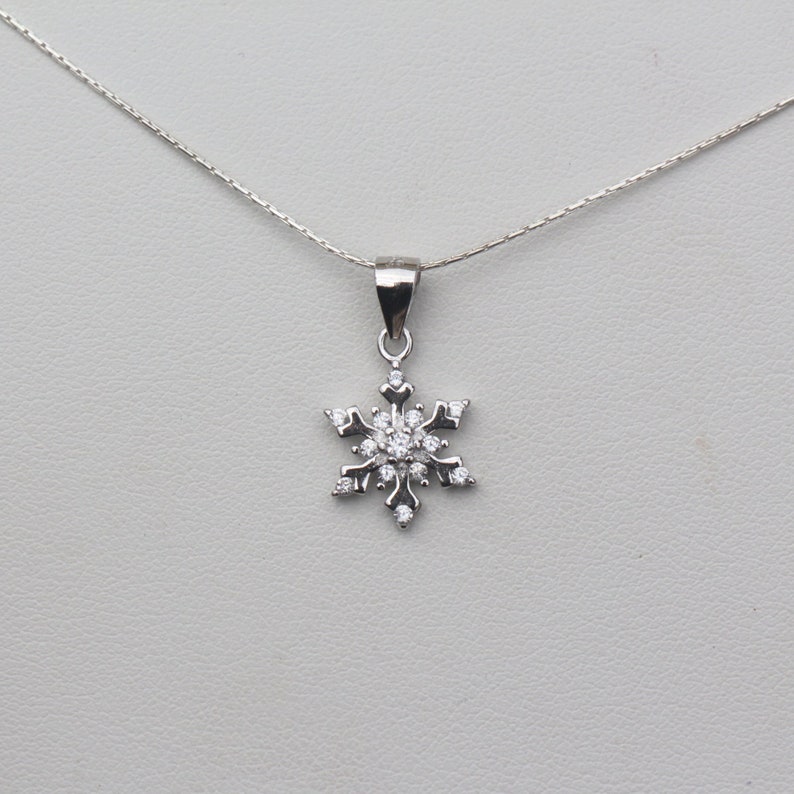 Snowflake Necklace 925 Sterling Silver Zircon Stone Pendant - Etsy