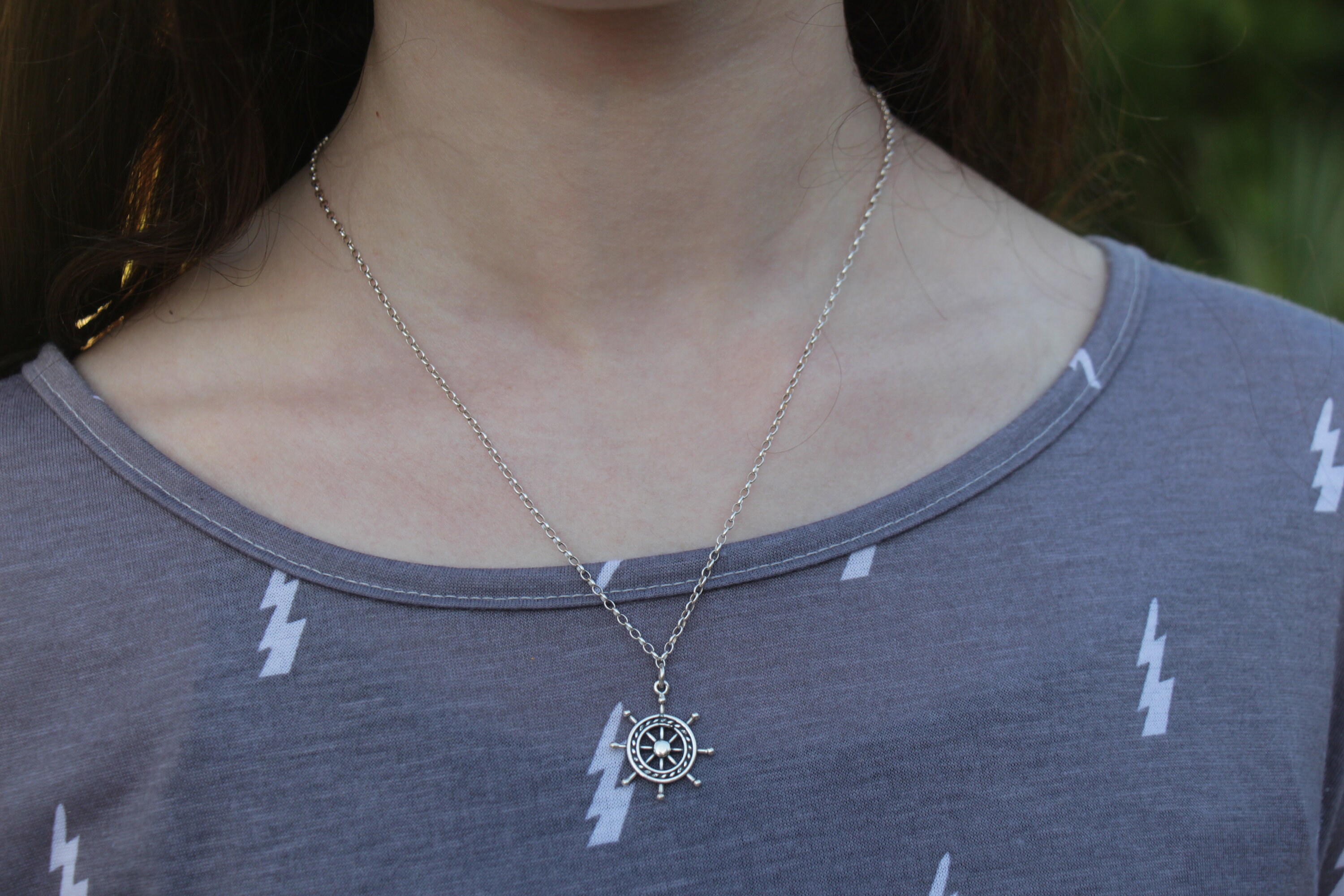 Boat Steering Wheel Necklace Classic Ship Wheel Pendant Etsy