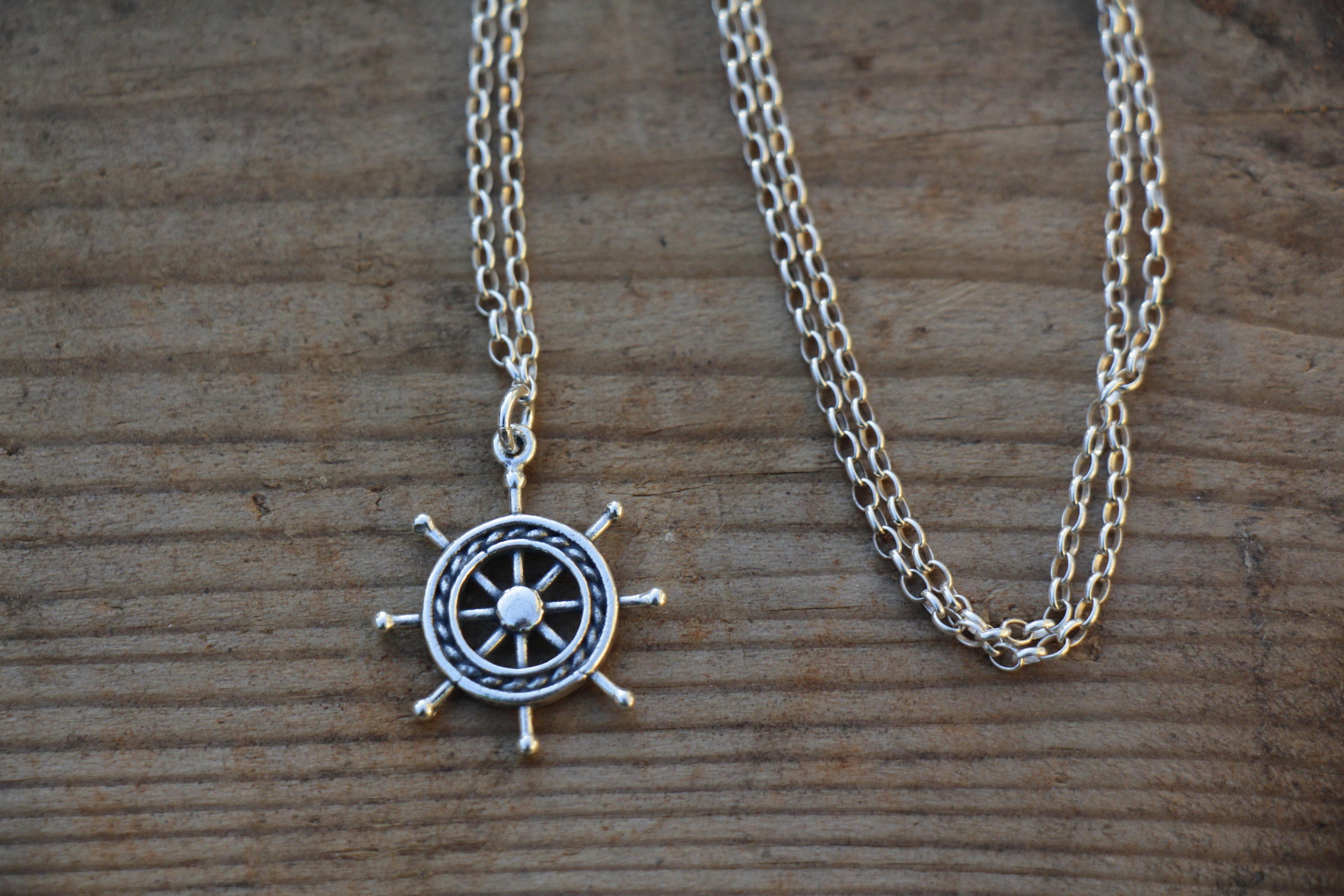 Boat Steering Wheel Necklace Classic Ship Wheel Pendant Etsy