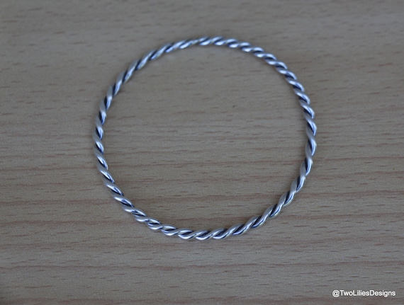 Silver Twisted Wire Bangle Bracelet, Women Thick Silver Silver Twisted Wire Bangle Bracelet, Women Thick Silver