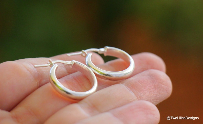 Silver Hoop Earrings Sterling Silver Semi Round Wire Hoops Small 20mm = 0.78 Simple Minimalist Everyday Women Jewelry Circle Earrings Gift