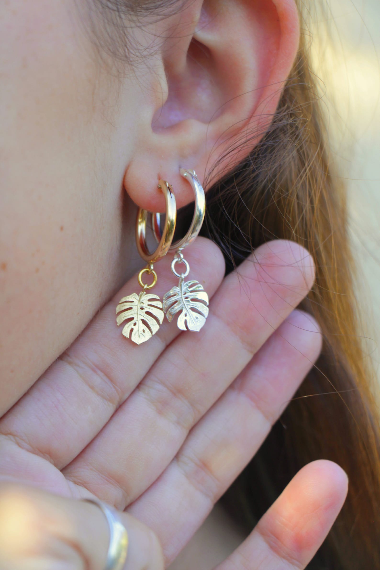 Gold Hoop Earrings Hoops With Charm K Gold Filled Dangle Etsy