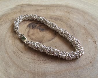 ビザンチンブレスレットハンドメイド、厚くて重いシルバー