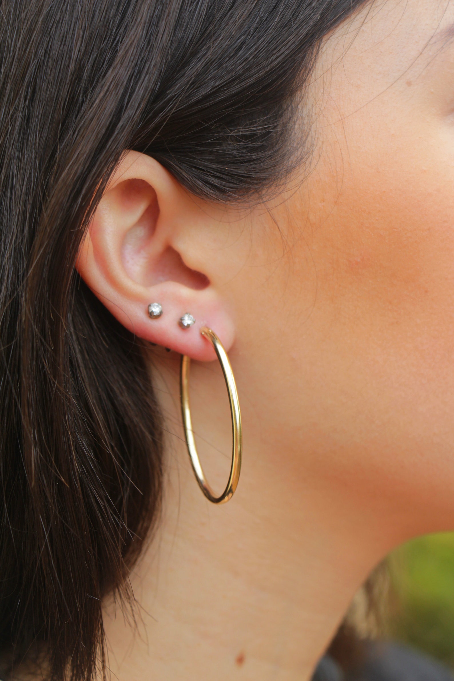 Oval Hoop Charm Earrings main image 1