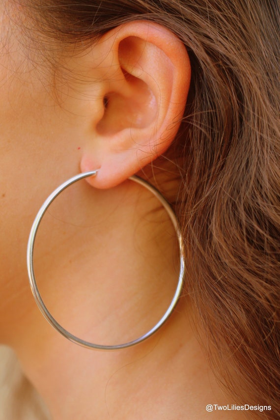 Buy Sterling Silver Hoop Earrings Silver Big Hoop Earrings Online in India   Etsy