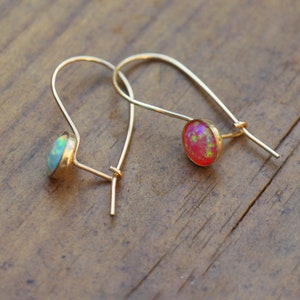 Gold Opal Earrings, 14K Gold Filled Dainty Dangle Women Earrings, Simple Minimalist Opal Gemstone Earrings, October Birthstone, Opal Jewelry