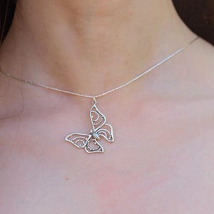 Large Silver Butterfly Necklace, Butterfly Pendant, Big Butterfly Necklace, Silver Butterfly Jewelry, Butterfly Choker, Animal Lover Gift
