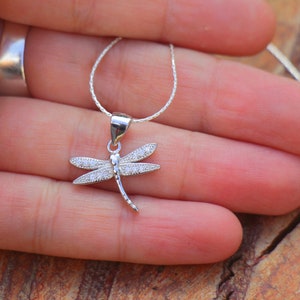 Dragonfly Necklace, Dragonfly jewelry, Elegant silver animal necklace, Dragonfly Pendant, Dragonfly jewelry, Silver Dragonfly, Gift for her