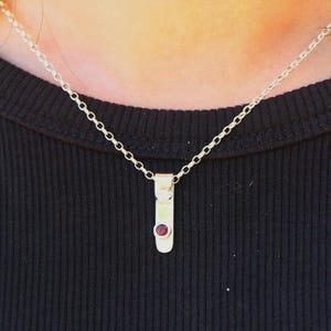 Pink Tourmaline Necklace, Silver Bar Necklace, Women Tourmaline Jewelry, Dainty Necklace, Tourmaline Pendant Jewelry, October Birthstone