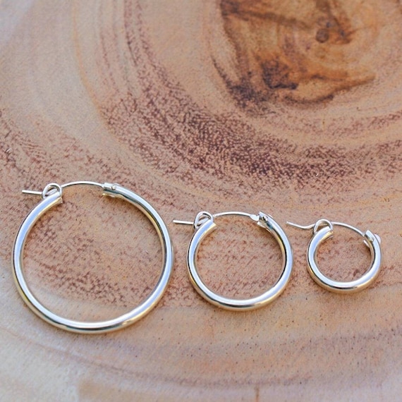 Silver Hoop Earrings, Simple Round Circle Silver Hoops, Small