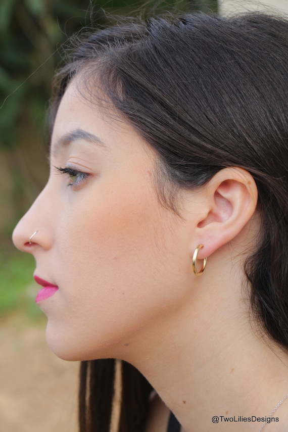 Gypsy Hoop Earrings in Solid Gold - Chunky Gold Hoops