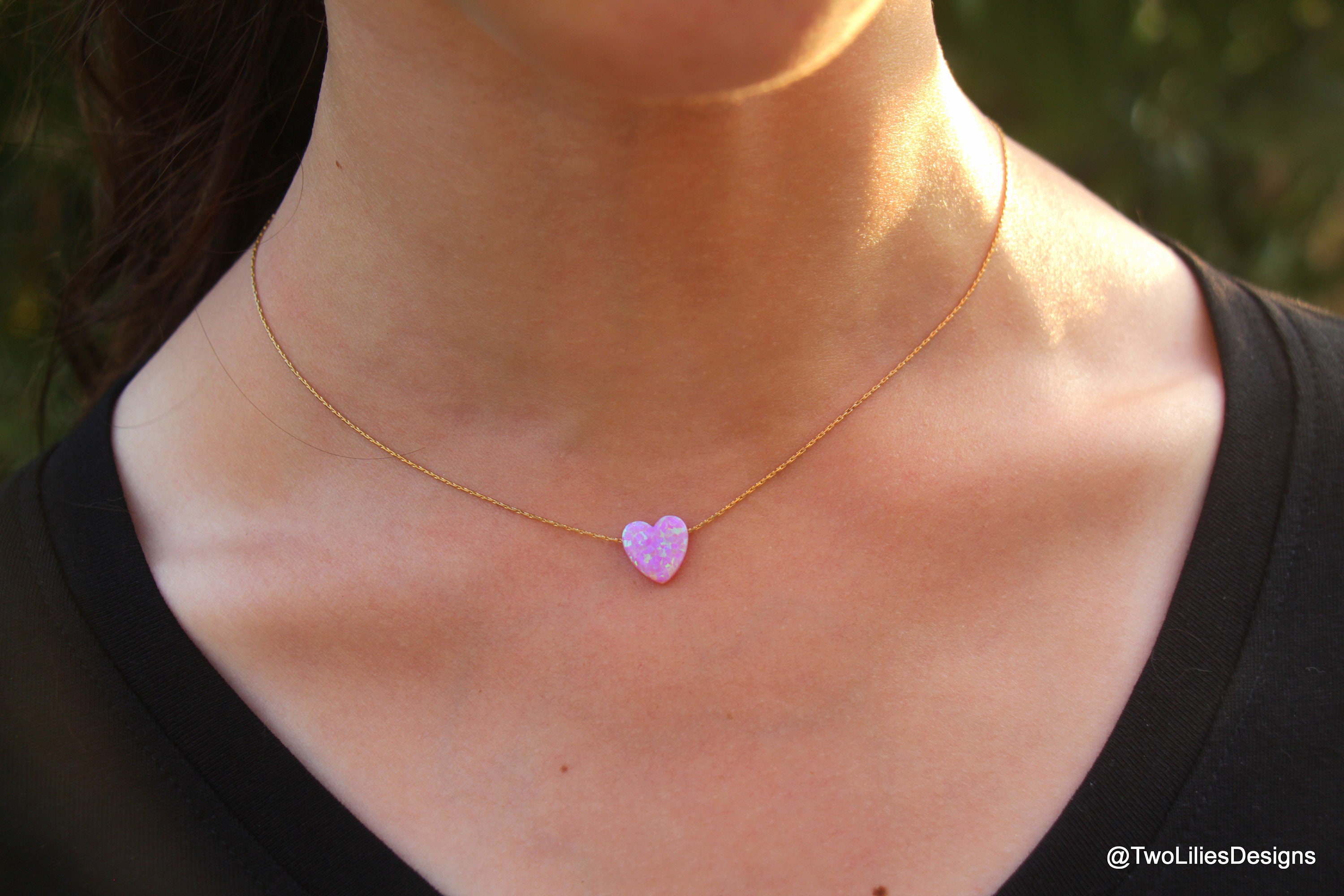 Cobalt + Pink Heart Necklace main image 1
