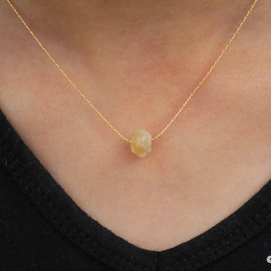 Citrine Crystal Necklace, Minimalist Yellow Crystal Jewelry, November Birthstone, Citrine Healing Necklace, Yellow Citrine Bead Necklace