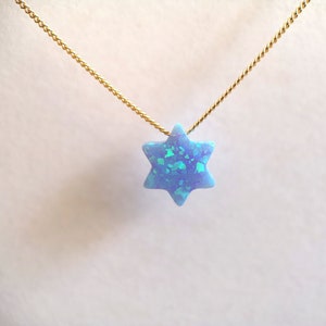 Opal necklace, Opal jewelry, White Star of David Opal Charm, Minimalist Women Opal Star of David Pendant Necklace, Dainty Star of David Gift