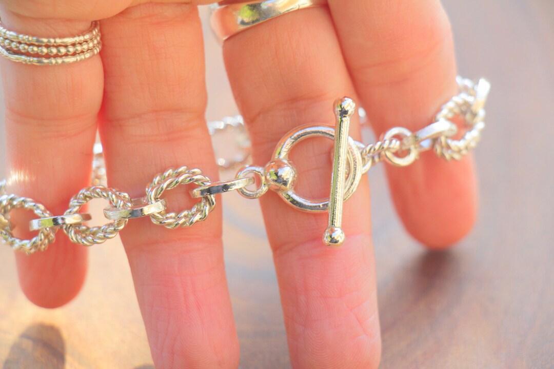 Bold Silver Chain Link Bracelet Handmade Bracelet Jewelry Etsy