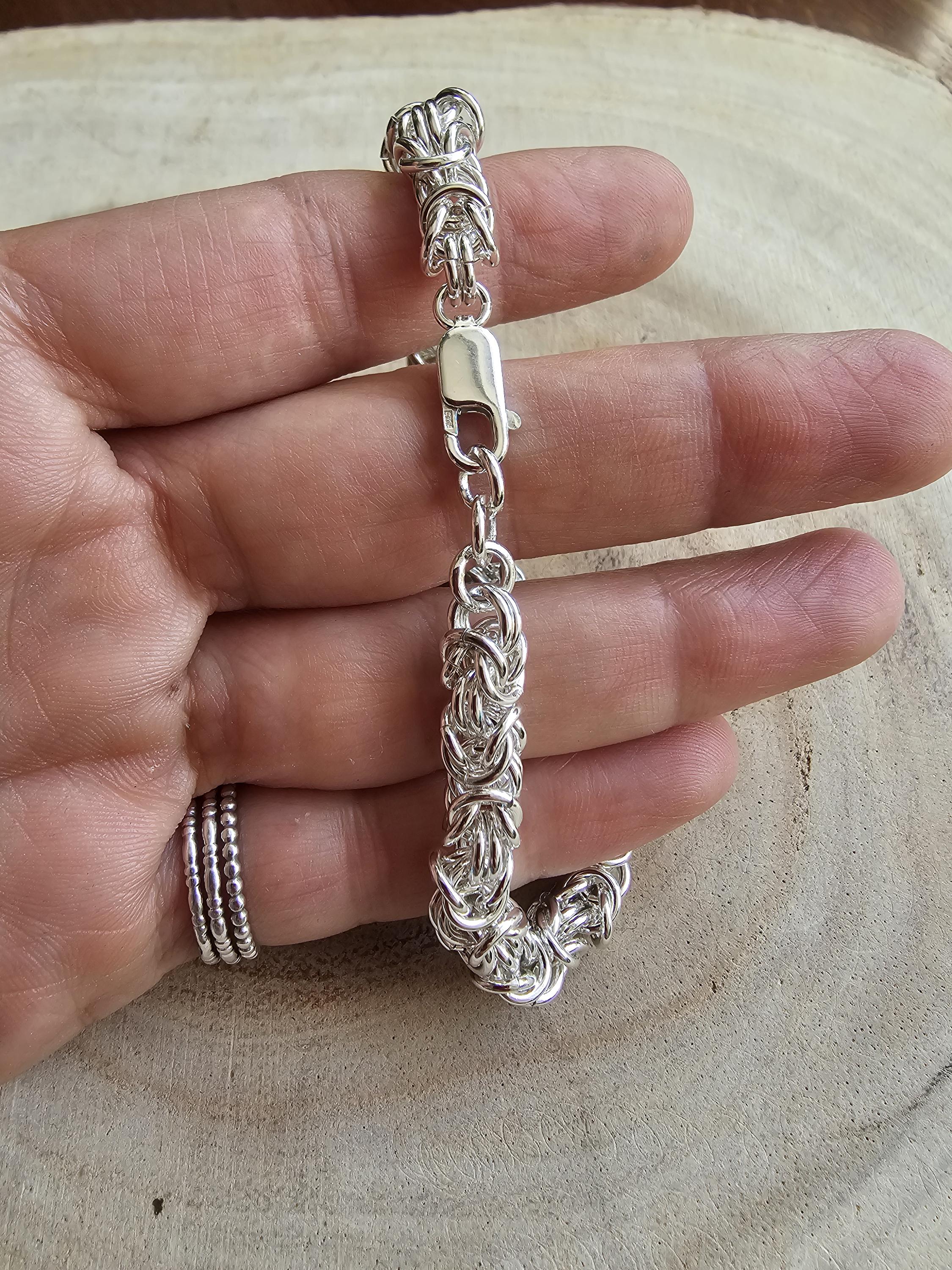 ビザンチンブレスレットハンドメイド、厚くて重いシルバー