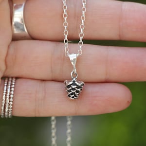 Silver Gold Pine Cone Necklace, Pine Cone Charm Necklace, Pine Cone Pendant, Woodland Necklace, Forest Charm, Acorn Necklace, Pinecone Gift
