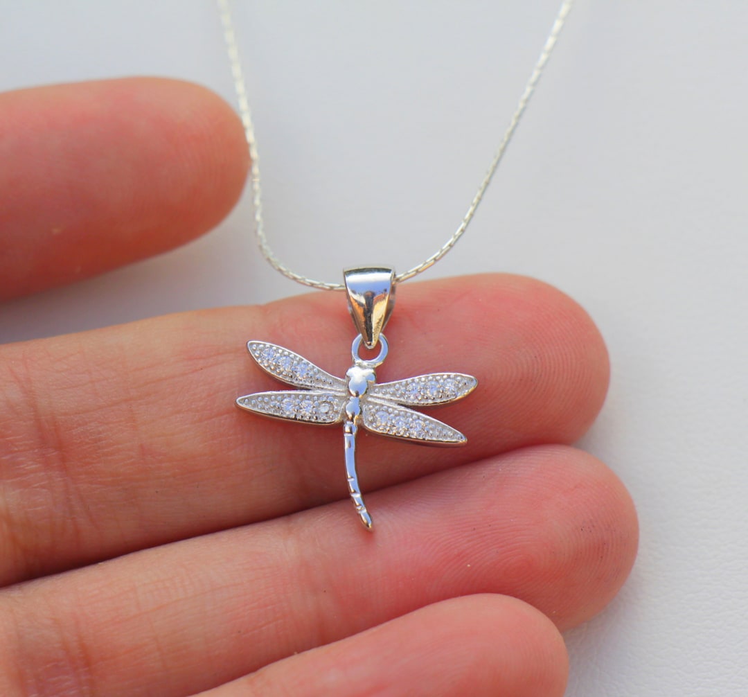 Dragonfly Necklace Silver Dragonfly Jewelry Classic Silver - Etsy