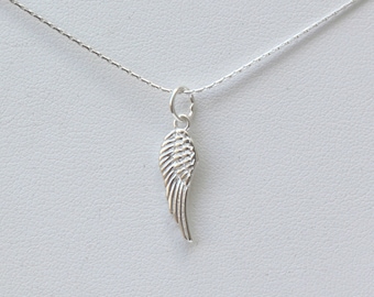 Angel Wing Necklace, Women Men Necklace, Silver Angel Wing, Dainty Silver Angel Wing Pendant, Tribal Remembering Angel, Wing Jewelry Gift