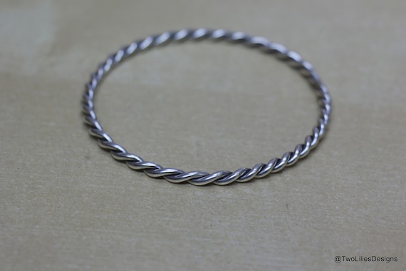Signed 925 Silver 6 Piece Bonded Stackable Twisted Design Bangle Bracelet 7.5