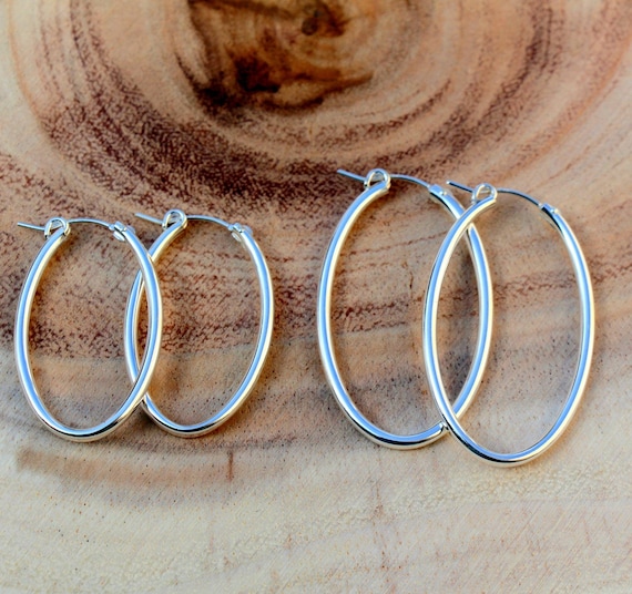 12 mm Sterling Silver Gypsy Hoop Earrings - Silver, Gold and Rose gold