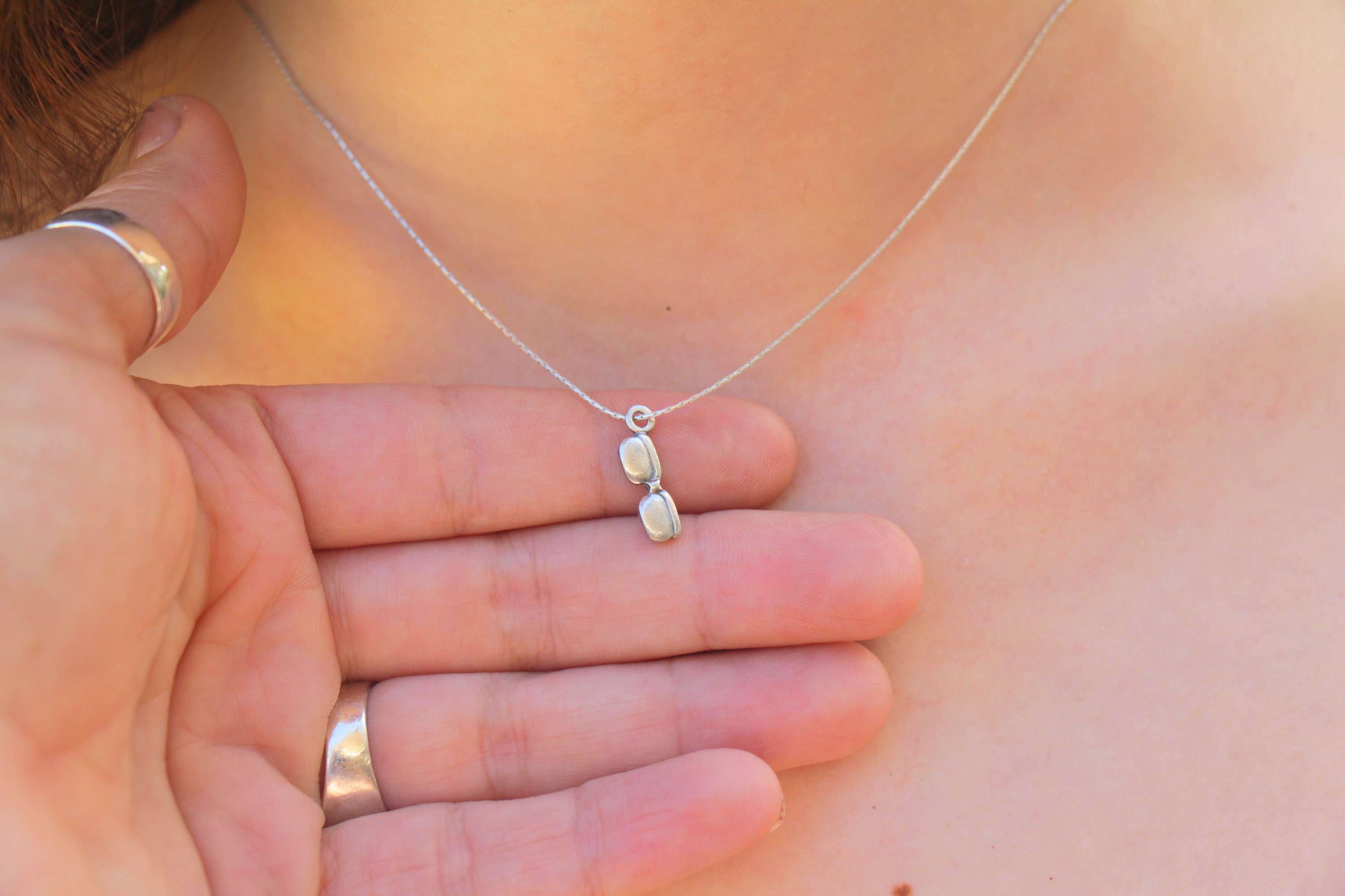 Sunglasses Necklace, Little Silver Glasses Pendant Jewelry 